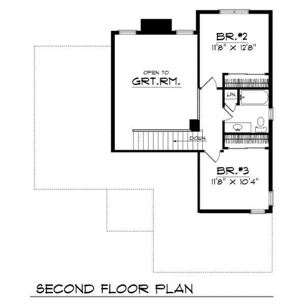 Traditional Floor Plan - Upper Floor Plan #70-124