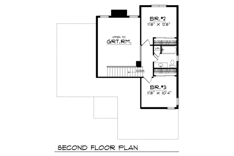 Home Plan - Floor Plan - Upper Floor for Traditional House Plan #70-124 - 3 bed, 2 bath