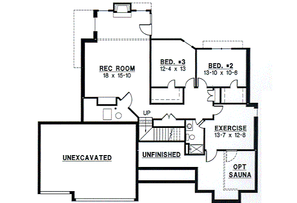 Traditional Floor Plan - Lower Floor Plan #67-362