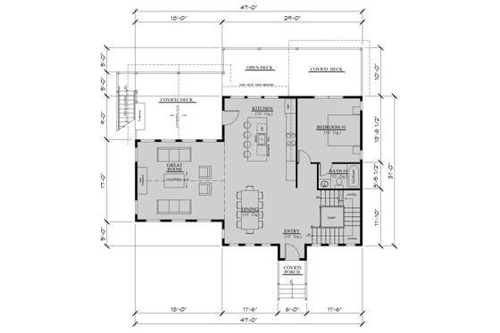 Floor Plan - Main Floor for Cabin House Plan #123-118 - 5 bed, 5 bath