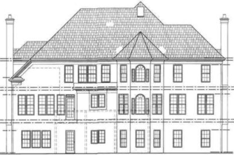 House Blueprint - Exterior - Rear Elevation for European House Plan #119-103 - 4 bed, 3.5 bath