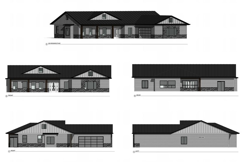 House Blueprint - Exterior - Other Elevation 2 for Farmhouse House Plan #1077-3 - 3 bed, 2 bath