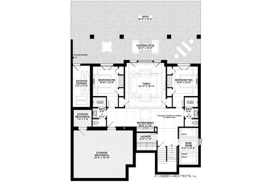 Floor Plan - Lower Floor for Contemporary House Plan #928-352 - 4 bed, 4.5 bath