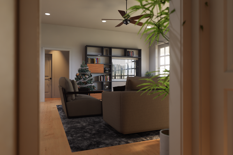 Architectural House Design - Interior - Family Room 1 for Farmhouse House Plan #1112-20 - 4 bed, 3 bath