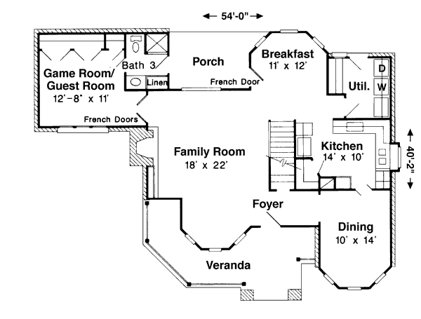 Architectural House Design - Victorian Floor Plan - Main Floor Plan #410-208