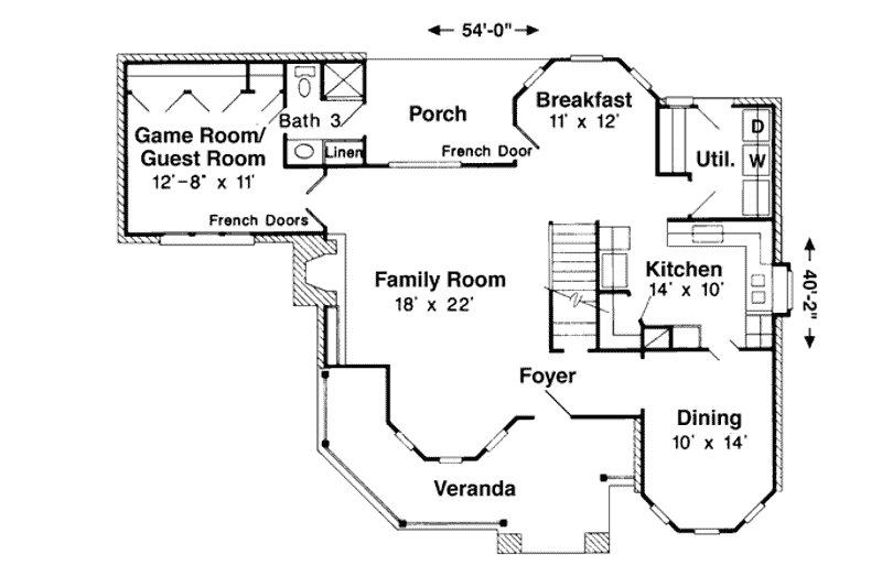 Architectural House Design - Floor Plan - Main Floor for Victorian House Plan #410-208 - 3 bed, 3 bath