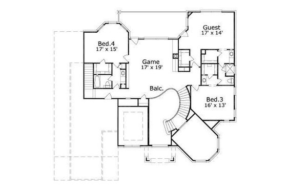 Floor Plan - Upper Floor for European House Plan #411-763 - 4 bed, 3.5 bath