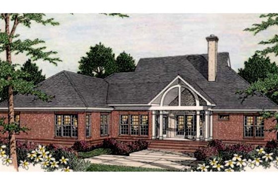 Exterior - Rear Elevation for Southern House Plan #406-112 - 3 bed, 2.5 bath