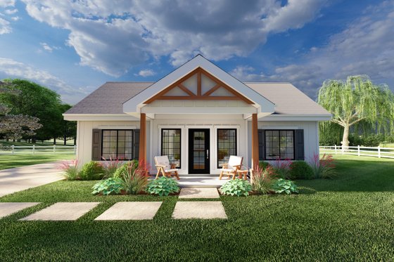 Exterior - Front Elevation for Farmhouse House Plan #126-295 - 1 bed, 1 bath