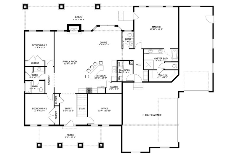 House Plan Design - Floor Plan - Main Floor for Traditional House Plan #1060-141 - 3 bed, 2.5 bath