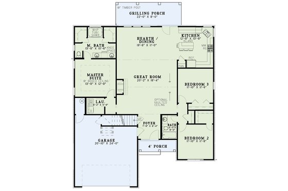 Floor Plan - Main Floor for European House Plan #17-2483 - 3 bed, 2 bath