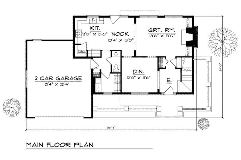 Dream House Plan - Floor Plan - Main Floor for Traditional House Plan #70-201 - 3 bed, 2.5 bath