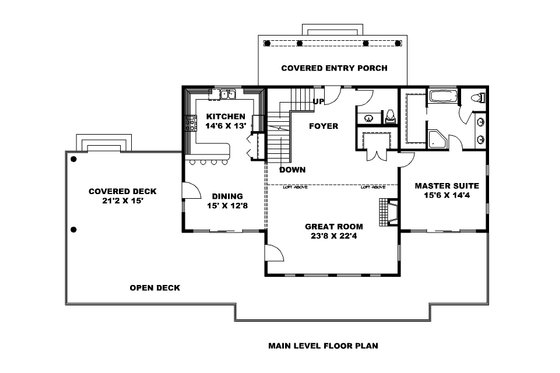 Floor Plan - Main Floor for Cabin House Plan #117-922 - 4 bed, 4.5 bath