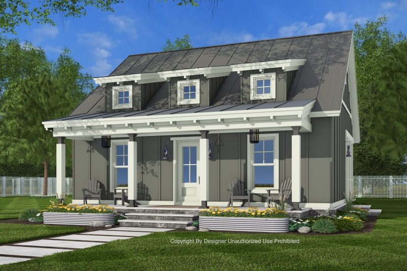 House Blueprint - Exterior - Front Elevation 4 for Craftsman House Plan #51-1430 - 1 bed, 1 bath