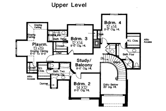 Floor Plan - Upper Floor 1 for European House Plan #310-211 - 6 bed, 6.5 bath