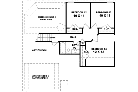 Floor Plan - Upper Floor for Traditional House Plan #81-674 - 4 bed, 2.5 bath