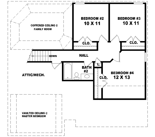 Traditional Floor Plan - Upper Floor Plan #81-674