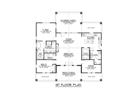 Floor Plan - Main Floor for Country House Plan #1064-268 - 2 bed, 2 bath