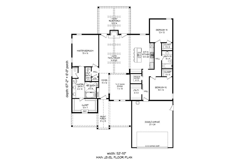 Architectural House Design - Floor Plan - Main Floor for Craftsman House Plan #932-275 - 3 bed, 2 bath