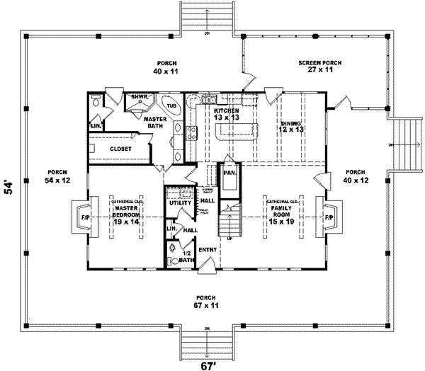 Country Floor Plan - Main Floor Plan #81-493