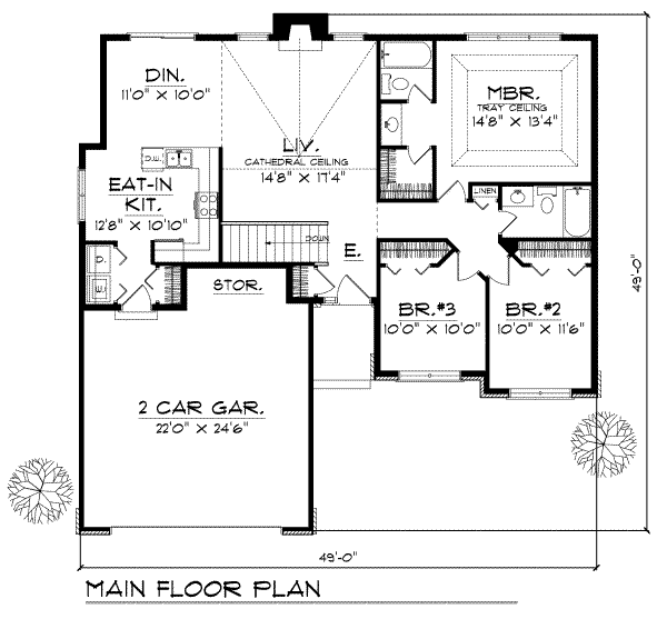House Plan Design - Traditional Floor Plan - Main Floor Plan #70-120
