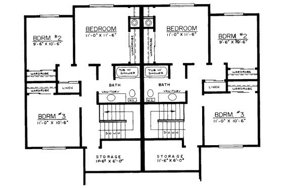 Floor Plan - Upper Floor for Modern House Plan #303-197 - 3 bed, 1.5 bath