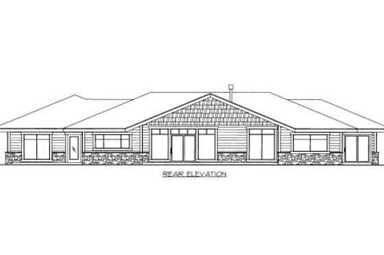 Exterior - Rear Elevation for Traditional House Plan #117-728 - 2 bed, 2 bath