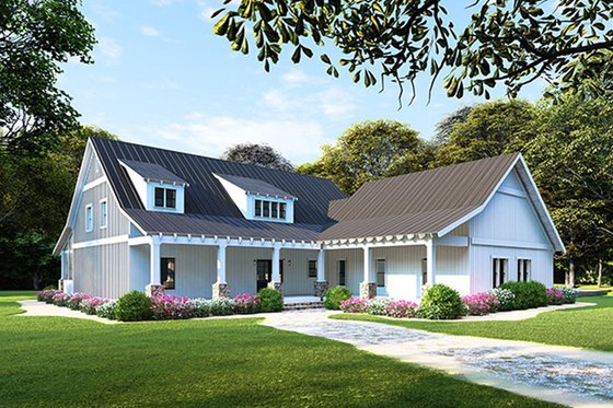 Exterior - Front Elevation 3 for Farmhouse House Plan #923-107 - 3 bed, 2 bath