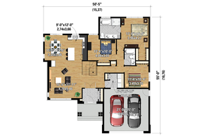 Floor Plan - Main Floor 1 for Prairie House Plan #25-4460 - 3 bed, 2 bath