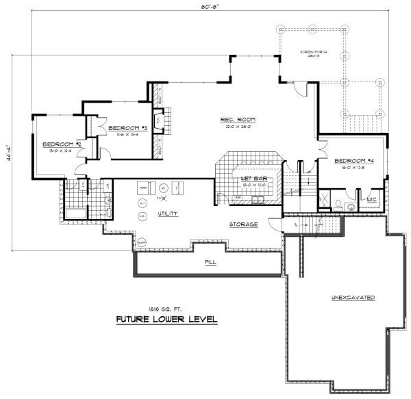 Craftsman Floor Plan - Lower Floor Plan #51-328