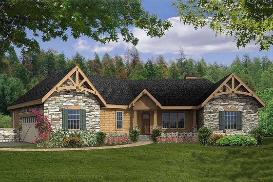Exterior - Front Elevation for Craftsman House Plan #456-22 - 3 bed, 2.5 bath