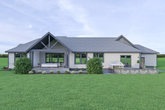 Exterior - Rear Elevation for Craftsman House Plan #1070-65 - 3 bed, 2.5 bath