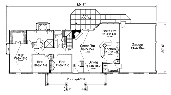 Farmhouse Floor Plan - Main Floor Plan #57-373