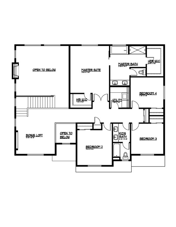 Contemporary Floor Plan - Upper Floor Plan #569-85