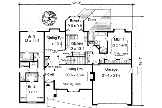 Floor Plan - Main Floor for Traditional House Plan #312-295 - 3 bed, 2 bath