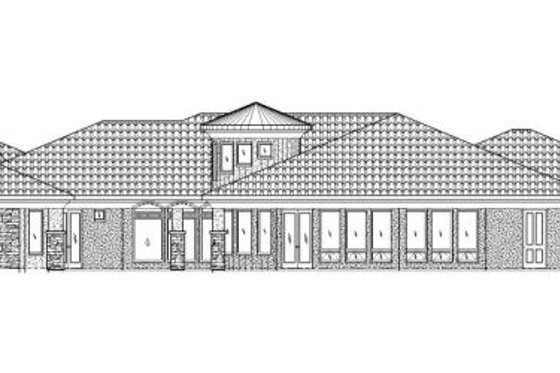 Exterior - Rear Elevation for Mediterranean House Plan #24-288 - 4 bed, 3.5 bath