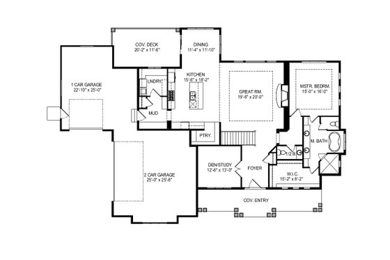 Floor Plan - Main Floor for Craftsman House Plan #920-124 - 4 bed, 2.5 bath