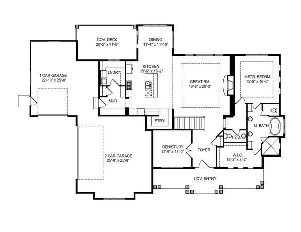 House Blueprint - Craftsman Floor Plan - Main Floor Plan #920-124