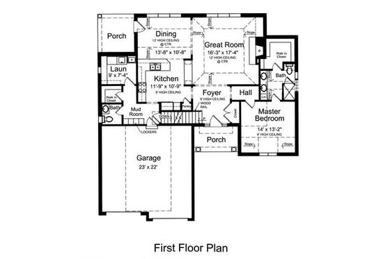 Floor Plan - Main Floor for Farmhouse House Plan #46-489 - 3 bed, 2.5 bath