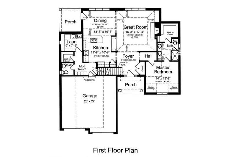 Home Plan - Floor Plan - Main Floor for Farmhouse House Plan #46-489 - 3 bed, 2.5 bath