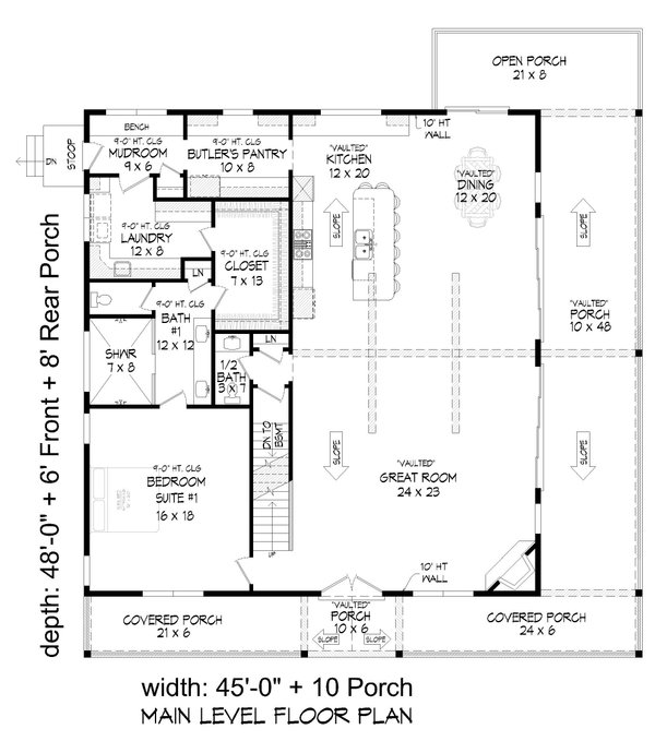 Architectural House Design - Floor Plan - Main Floor for Country House Plan #932-1376 - 3 bed, 3.5 bath