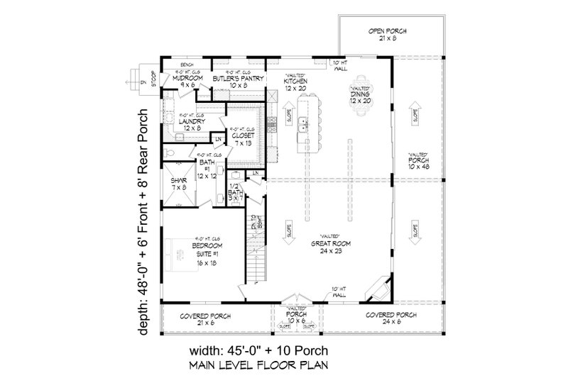 Architectural House Design - Floor Plan - Main Floor for Country House Plan #932-1376 - 3 bed, 3.5 bath