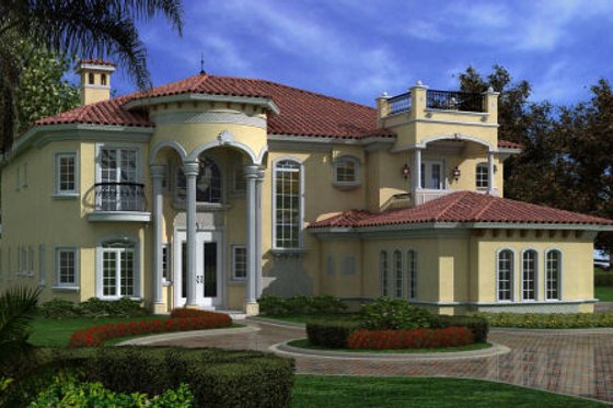 Exterior - Front Elevation for Mediterranean House Plan #420-248 - 6 bed, 7.5 bath