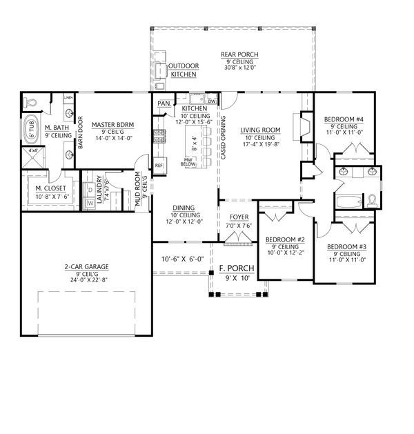 House Plan Design - Farmhouse Floor Plan - Main Floor Plan #1074-28