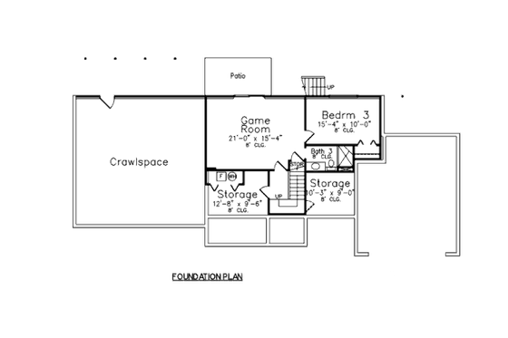 Floor Plan - Lower Floor for Ranch House Plan #52-208 - 3 bed, 3 bath