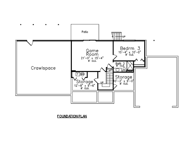 Ranch Floor Plan - Lower Floor Plan #52-208