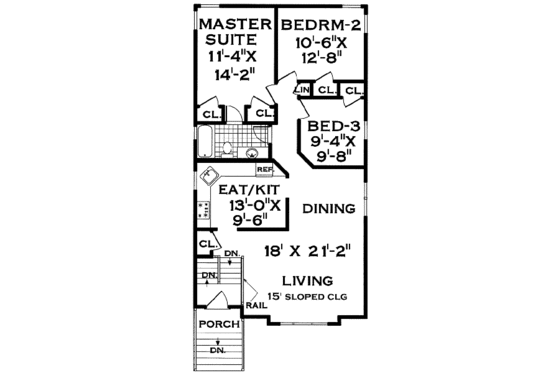 Floor Plan - Main Floor for Traditional House Plan #3-155 - 5 bed, 2 bath