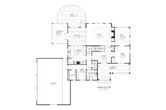 Floor Plan - Main Floor for Country House Plan #901-101 - 4 bed, 3.5 bath