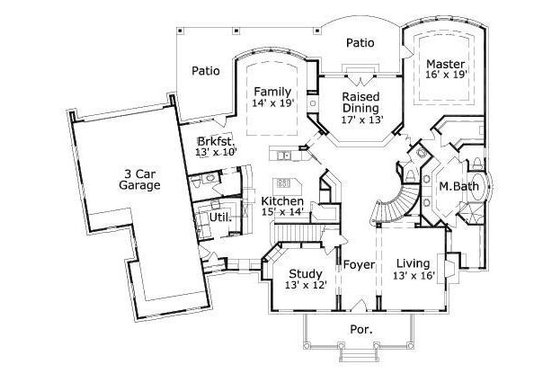 Floor Plan - Main Floor for Colonial House Plan #411-806 - 4 bed, 4.5 bath