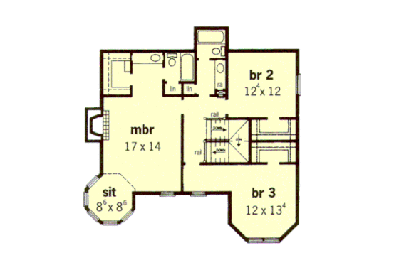 Floor Plan - Upper Floor for Victorian House Plan #16-203 - 3 bed, 2.5 bath